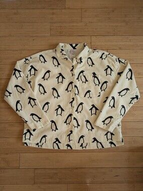 Hanna Andersson Adult Unisex Flannel Holiday Penguin Pajama Top